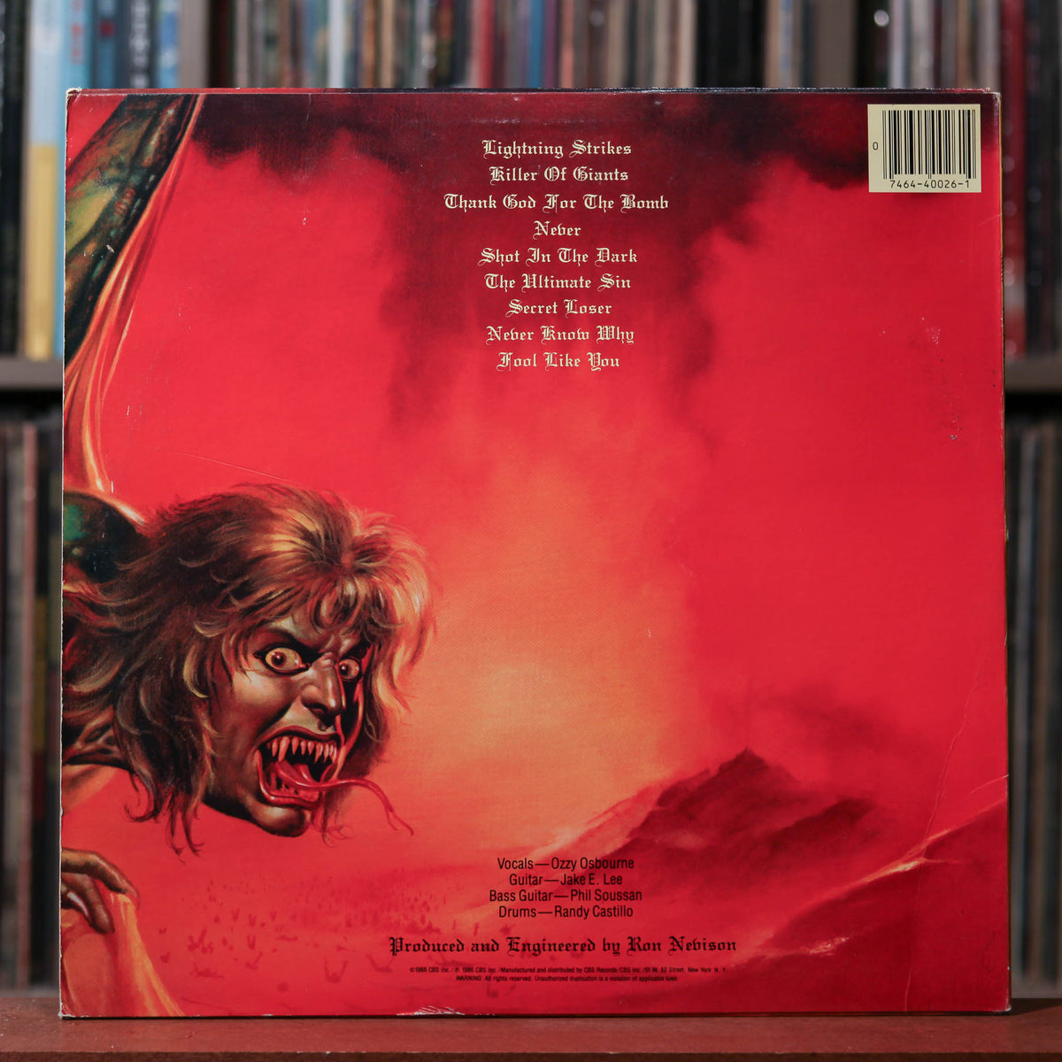 Ozzy Osbourne - The Ultimate Sin - W/ INSERT 1986 CBS