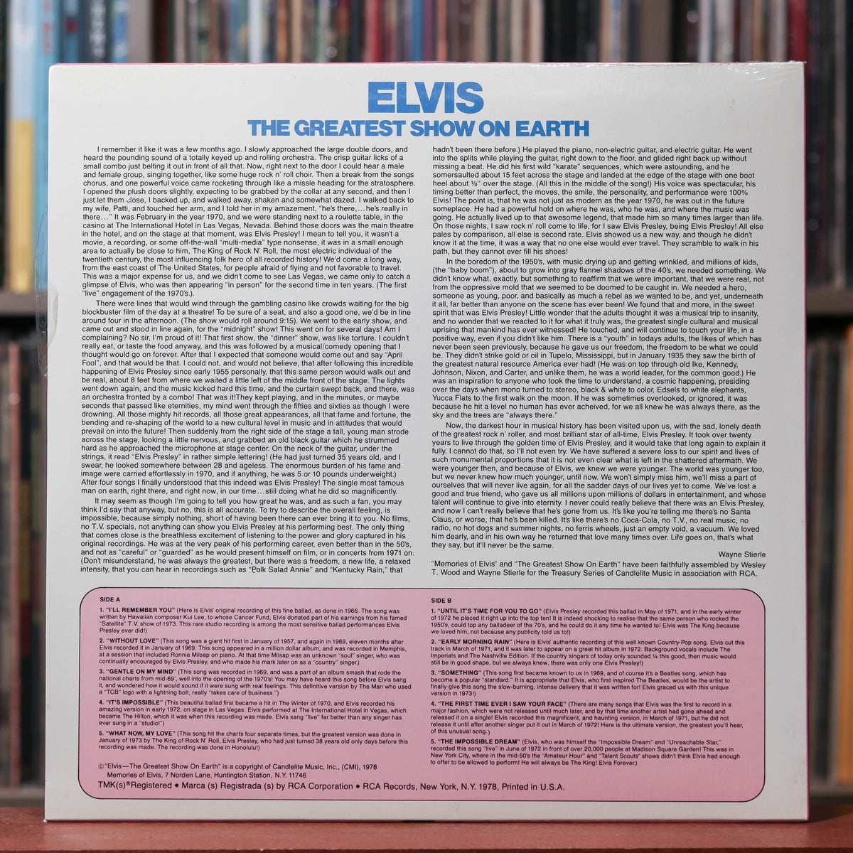 Elvis Presley Elvis In The Greatest Show On Earth 1978 RCA Special