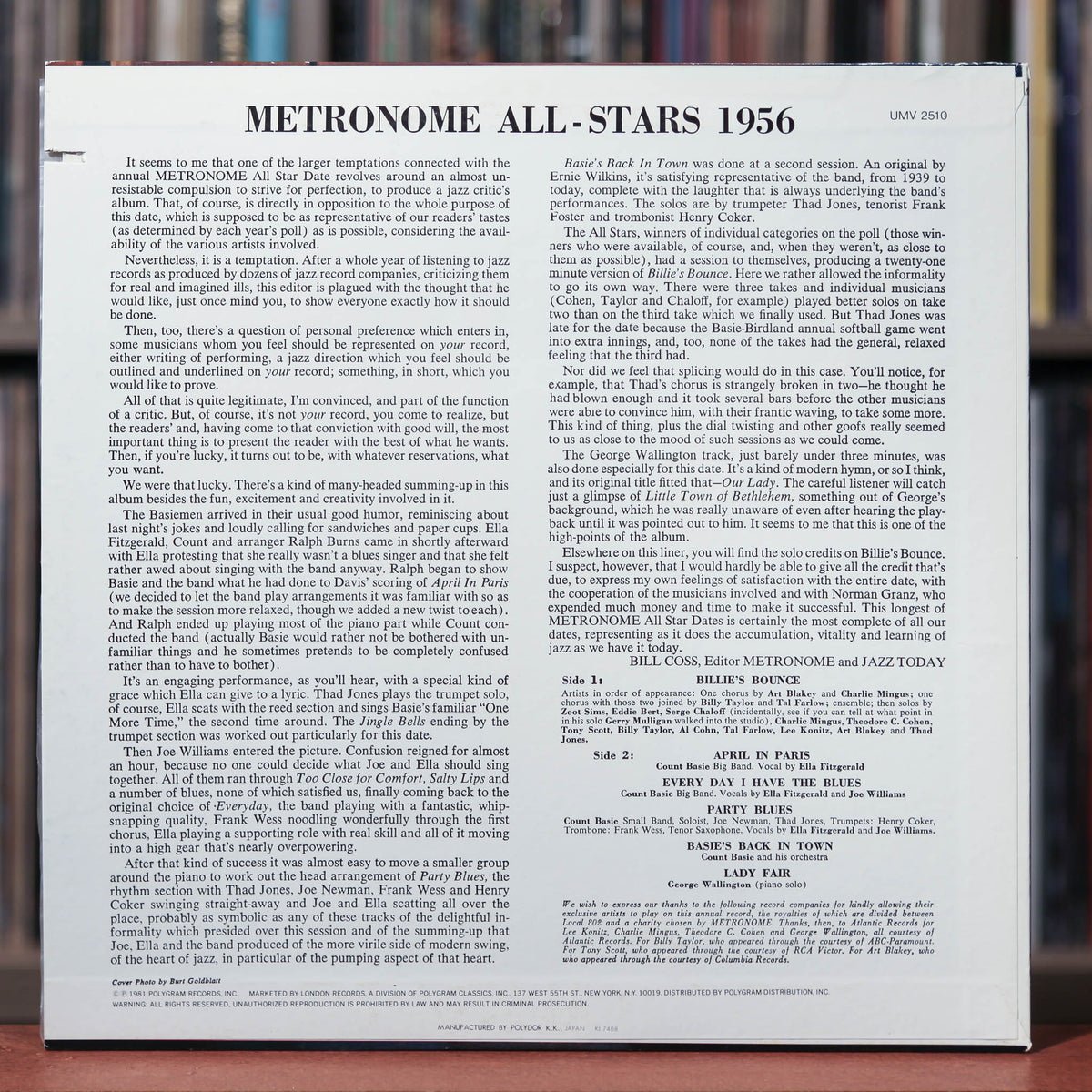Metronome AllStars 1956 SelfTitled Japanese Import 1981 Verve,