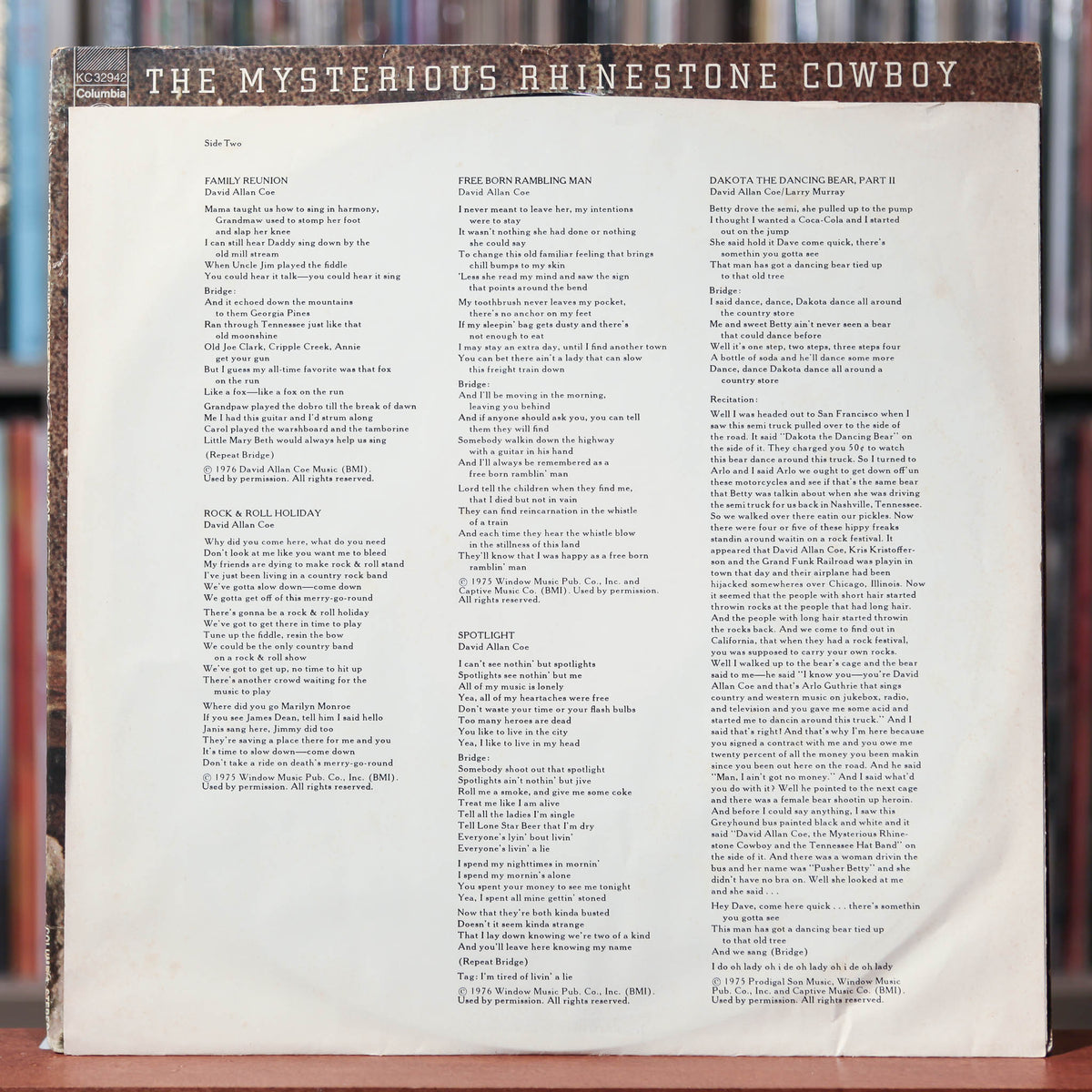 David Allan Coe - The Mysterious Rhinestone Cowboy - 1974 Columbia, VG