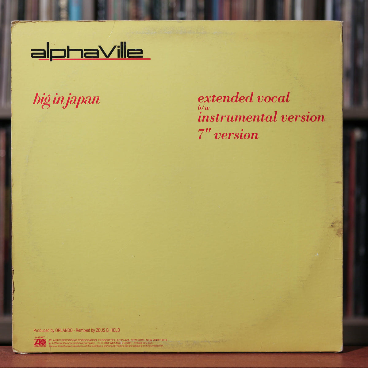 Alphaville Big In Japan 12 Single Rare PROMO 1984 Atlantic V Alphaville Big In Japan 12 Single Rare PROMO 1984 Atlantic V