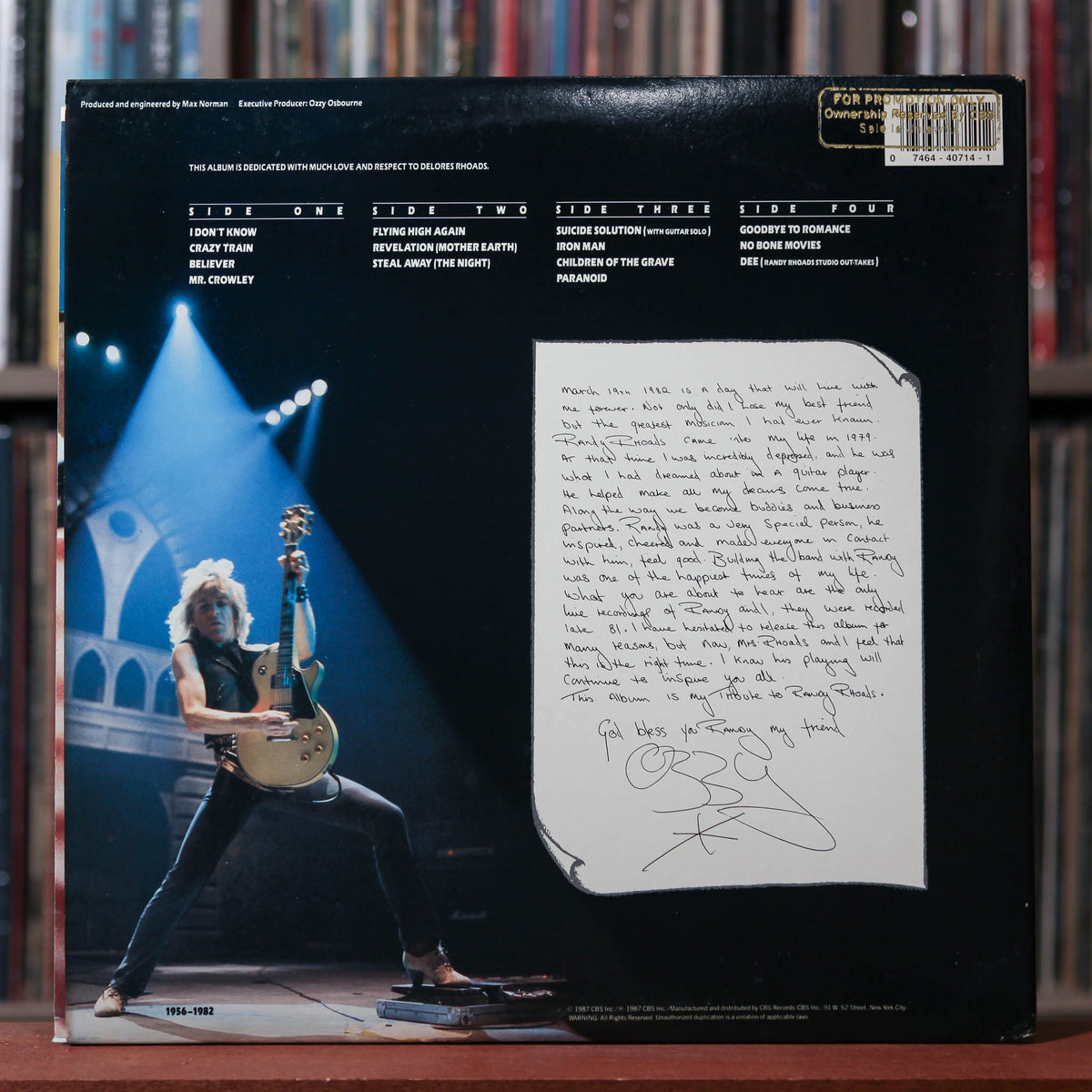 Ozzy Osbourne - Tribute - 2LP US RARE PROMO 1987 CBS Associated Record