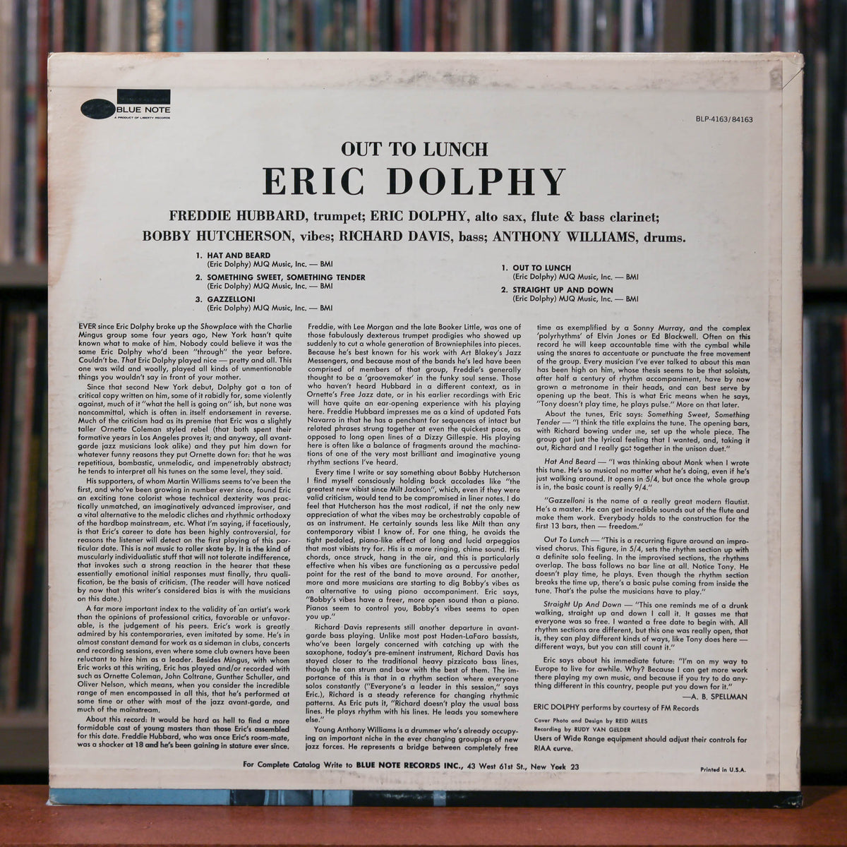 Eric Dolphy - Out To Lunch! - 1966 Blue Note, VG/VG+