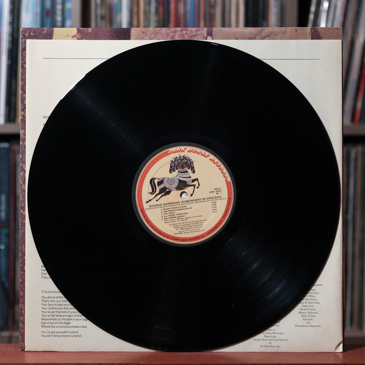 George Harrison - Somewhere In England - 1981 Dark Horse Records, EX/E