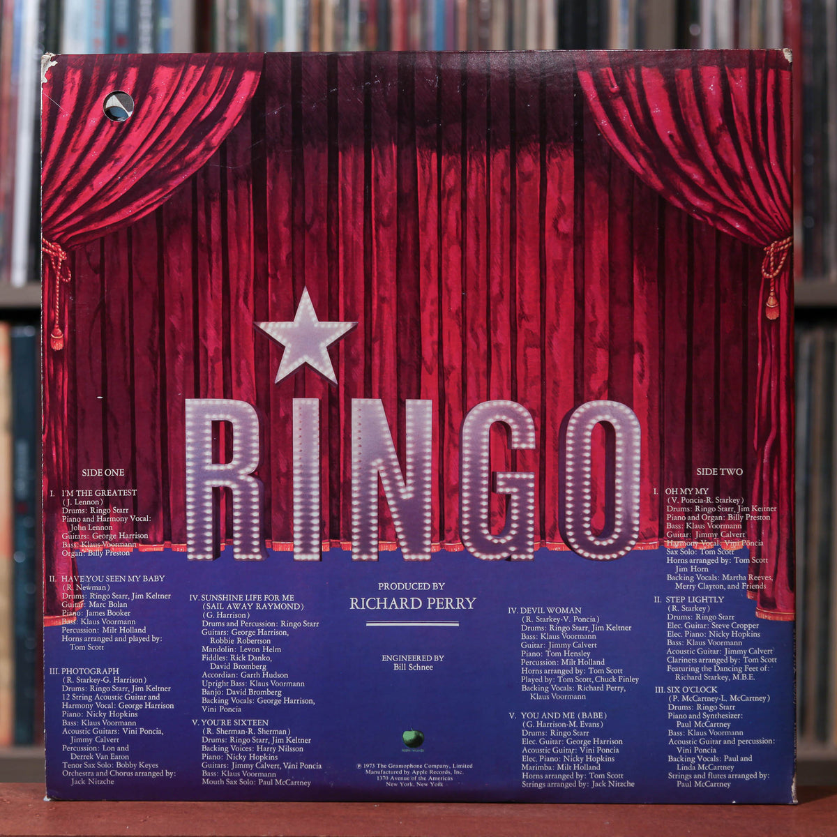 Ringo Starr - Ringo - W/ INSERT 1973 Apple Records, VG+/EX