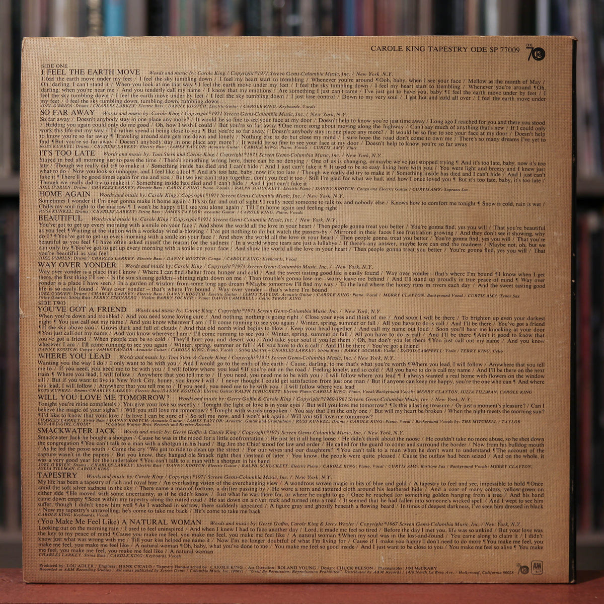 List of songs on tapestry album online
