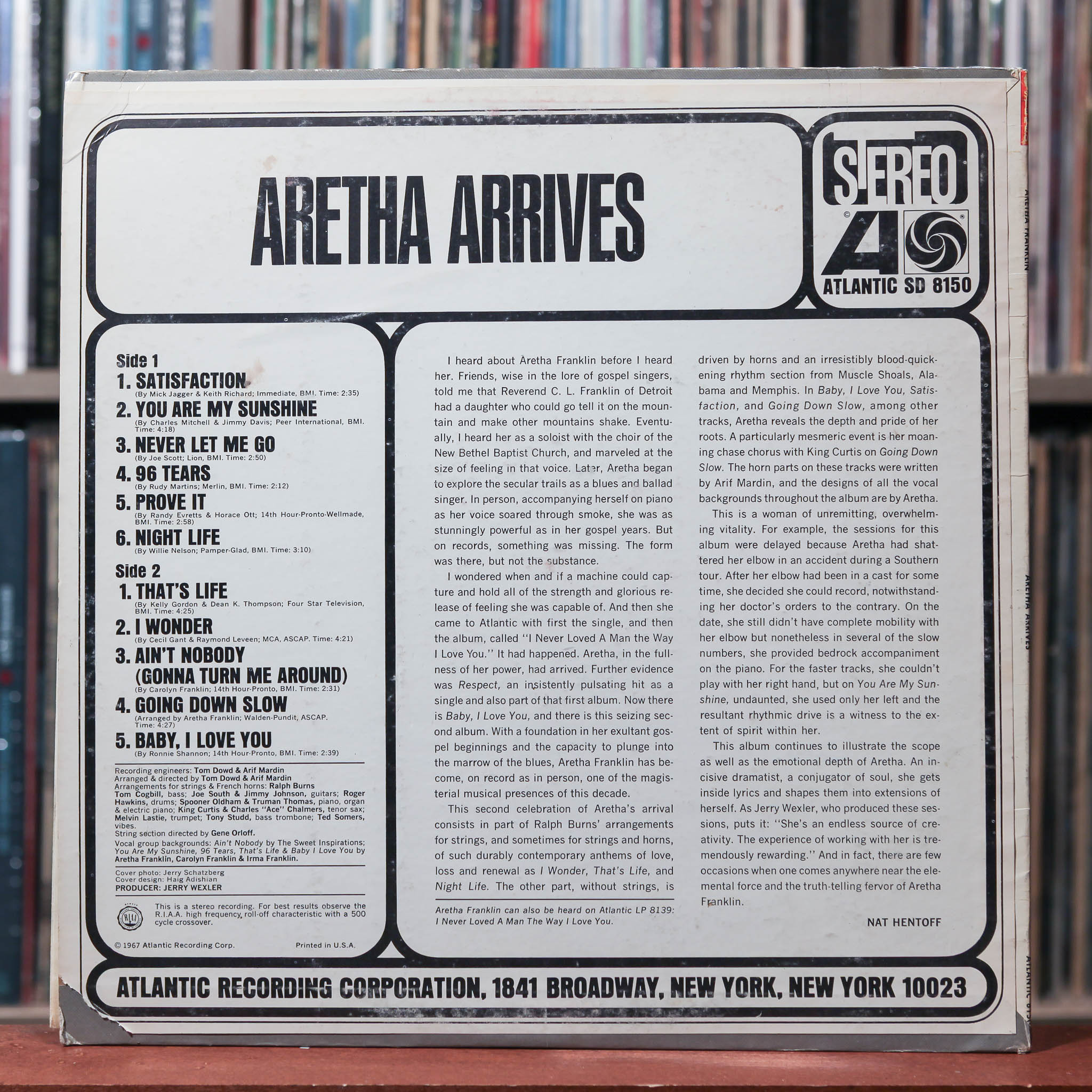Aretha Franklin - Aretha Arrives - 1967 Atlantic, VG/VG