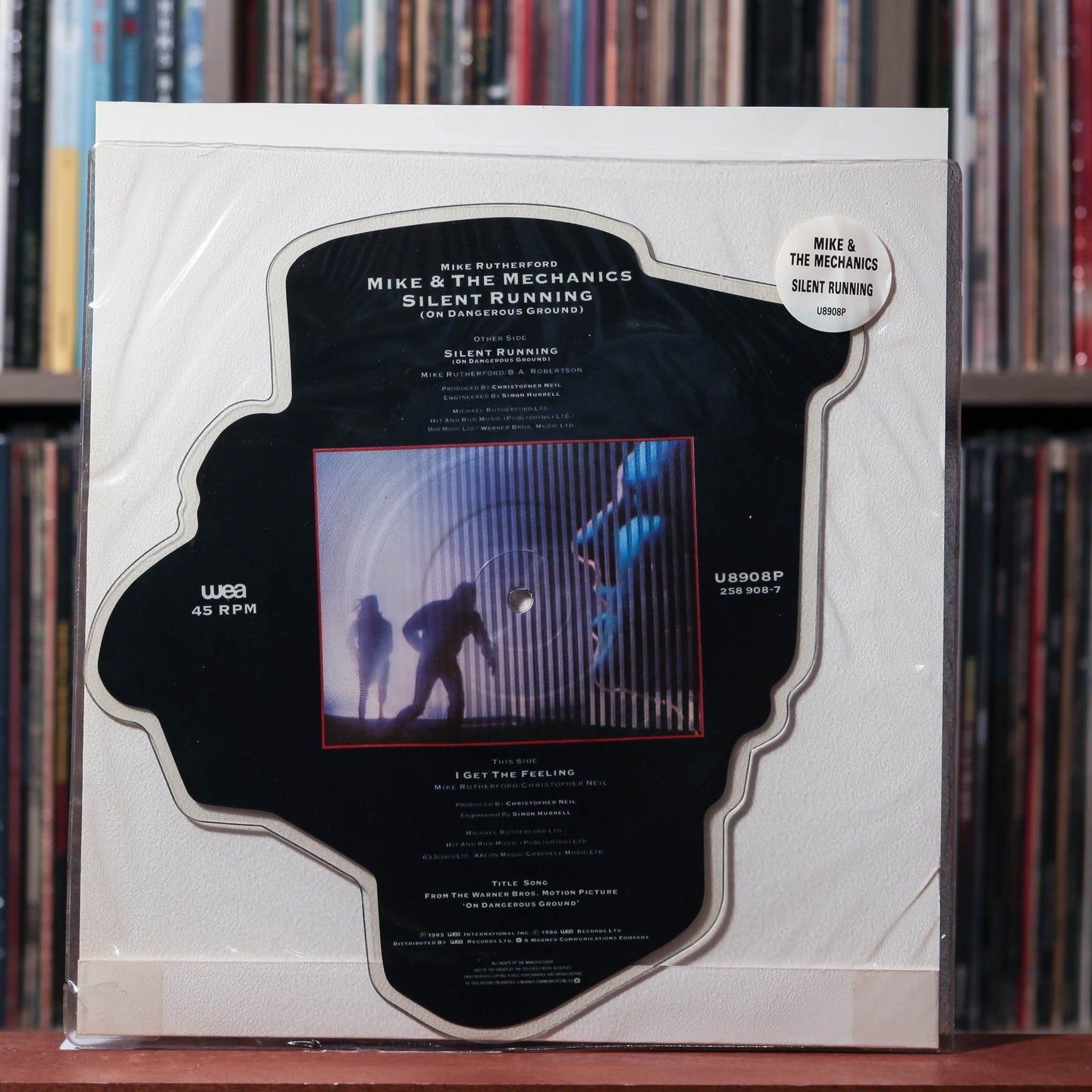 Mike & The Mechanics - Silent Running (On Dangerous Ground) - UK SHAPED PICTURE DISC 1985 WEA, EX/EX