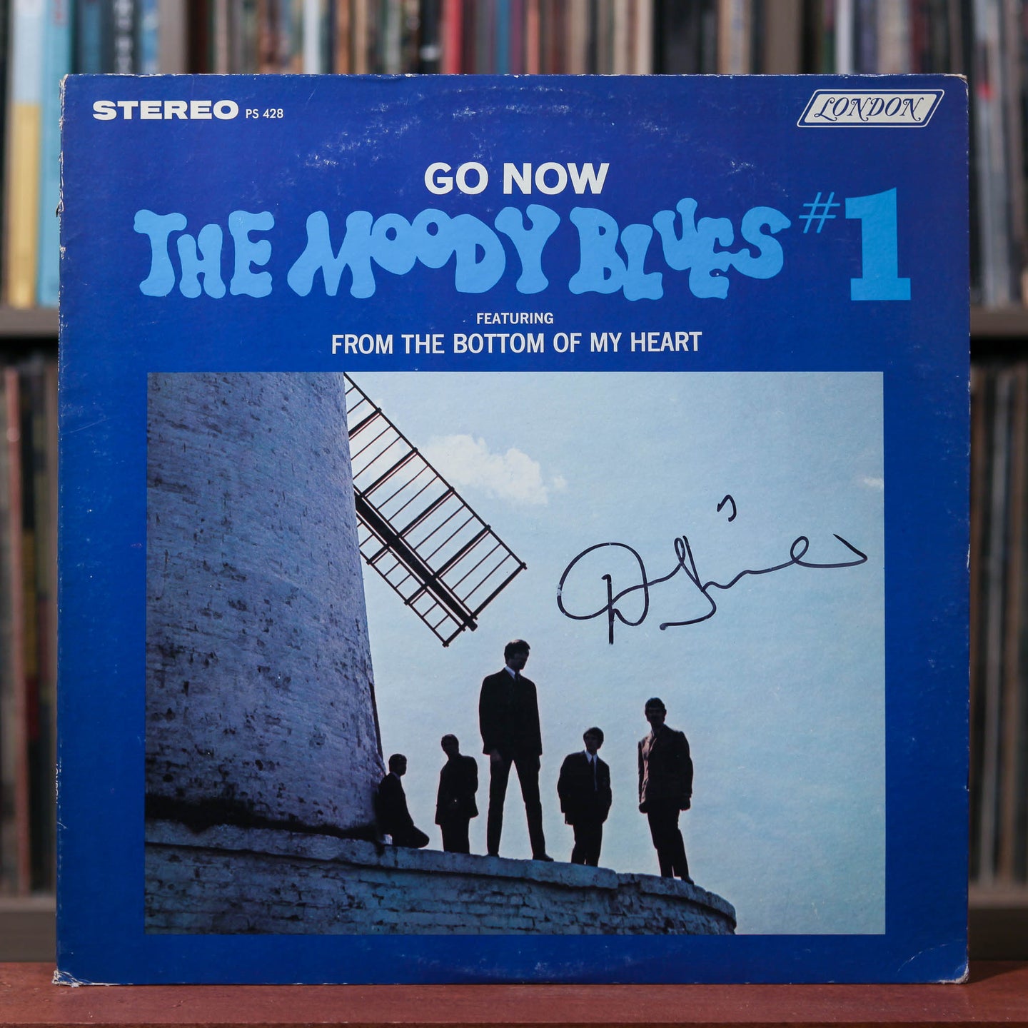 The Moody Blues - Go Now - The Moody Blues #1 - SIGNED BY DENNY LAINE / MISPRINT COVER / 1965 London Records, VG+/VG+