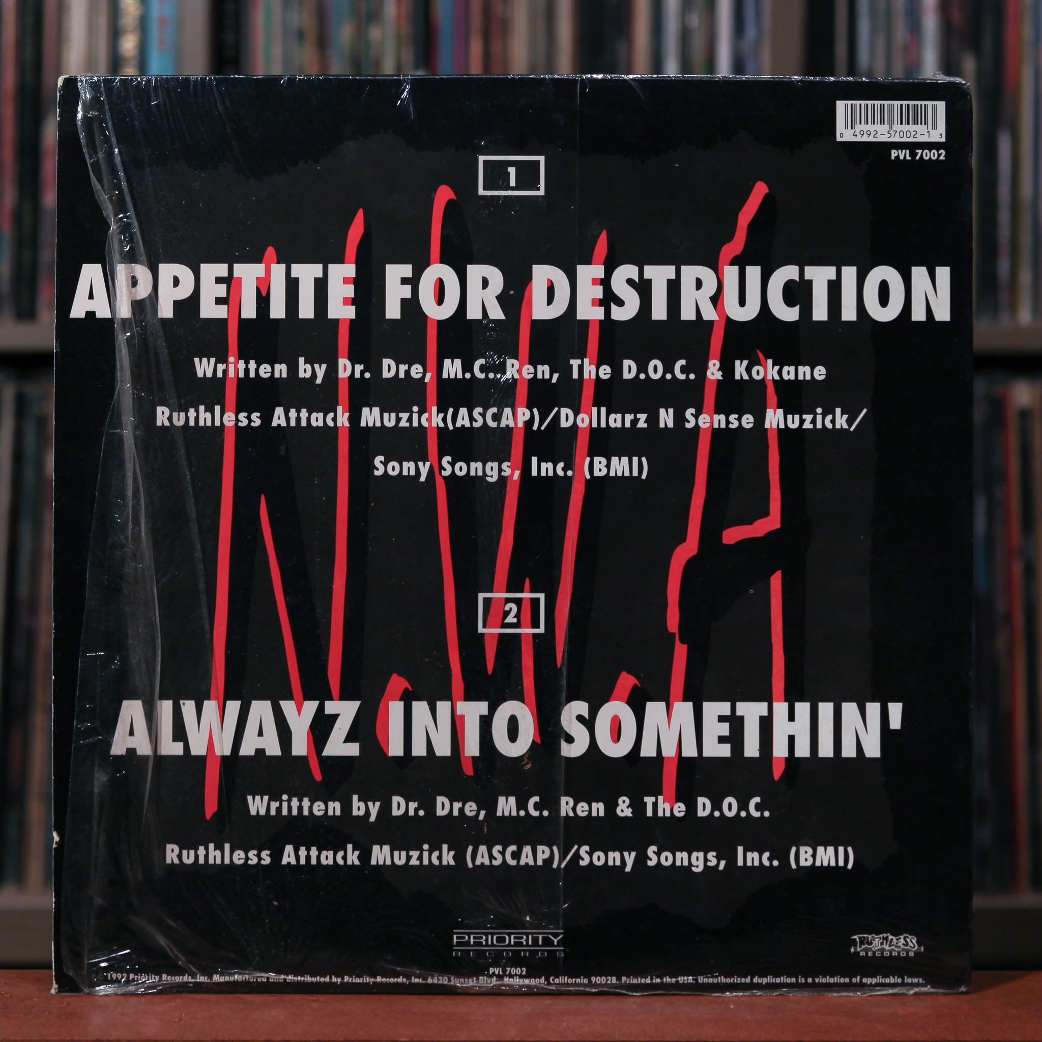 N.W.A. - Appetite For Destruction - 1991 Ruthless Records, VG+/VG++
