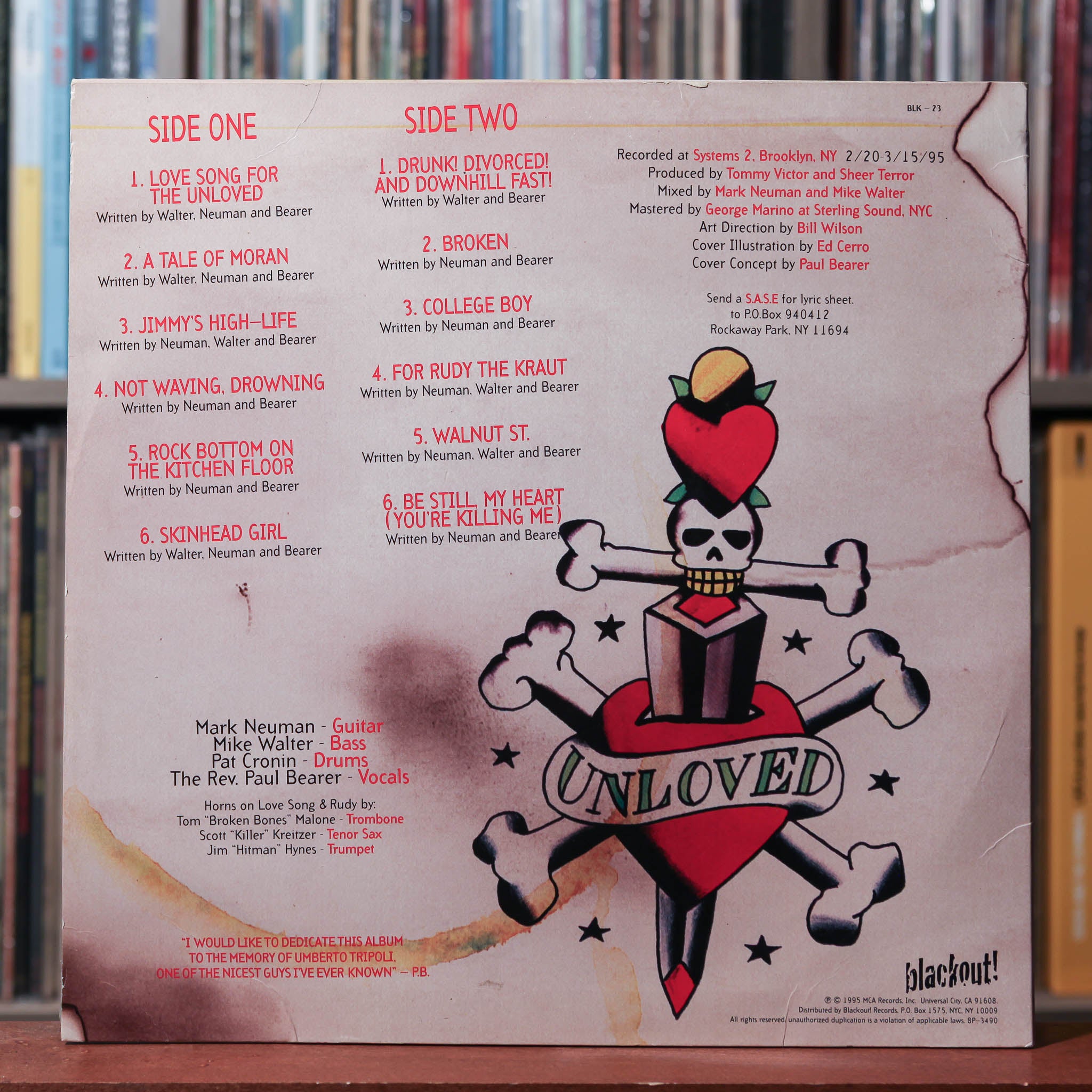 Sheer Terror - Love Songs For The Unloved - 1995 Blackout! Records, VG