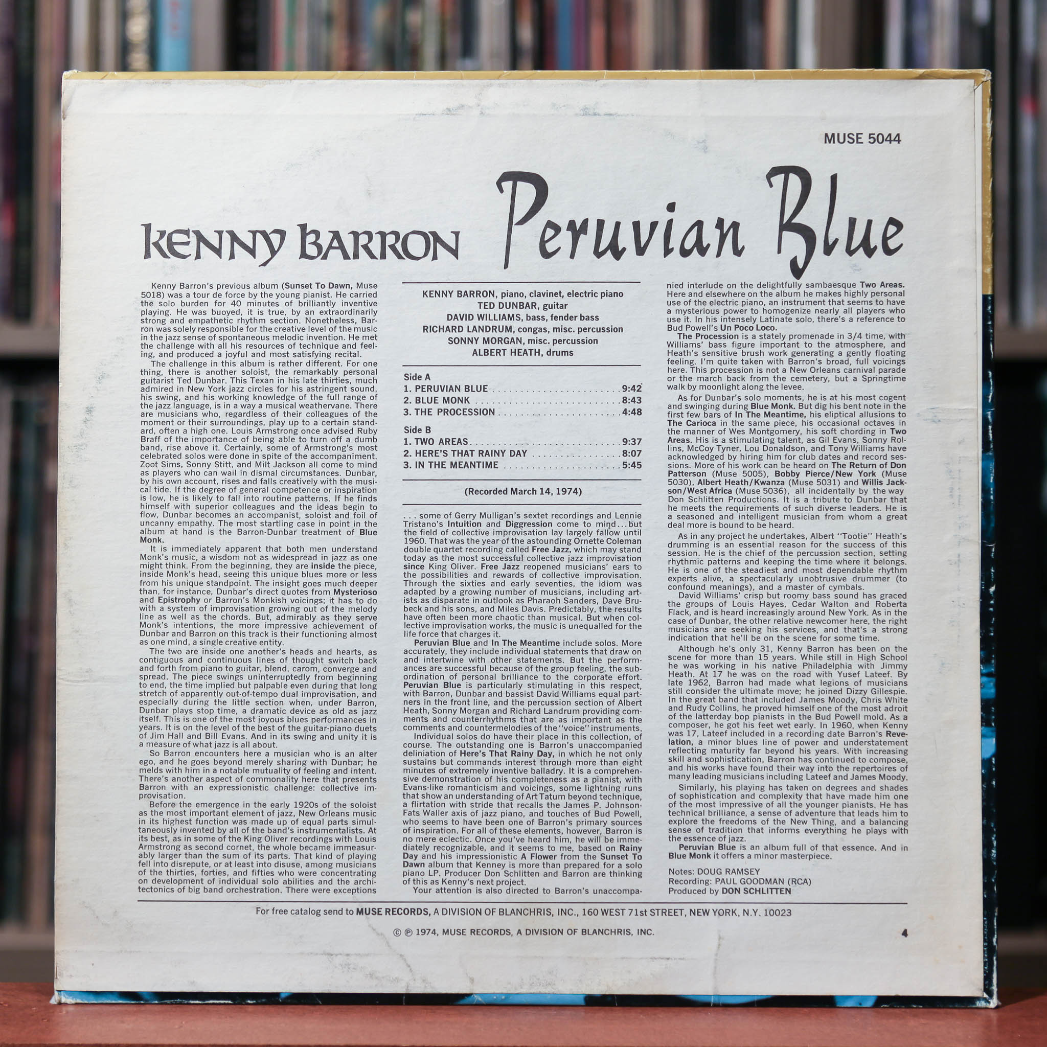 Kenny Barron - Peruvian Blue - 1974 Muse, VG/VG