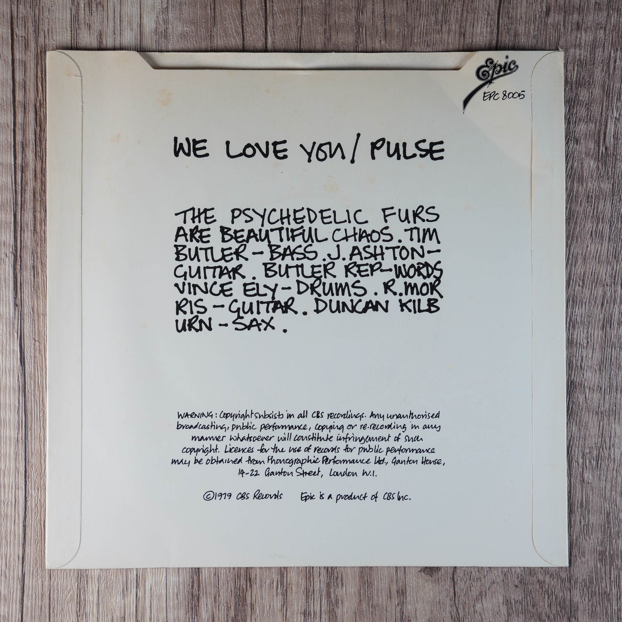 The Psychedelic Furs - We Love You - UK 7