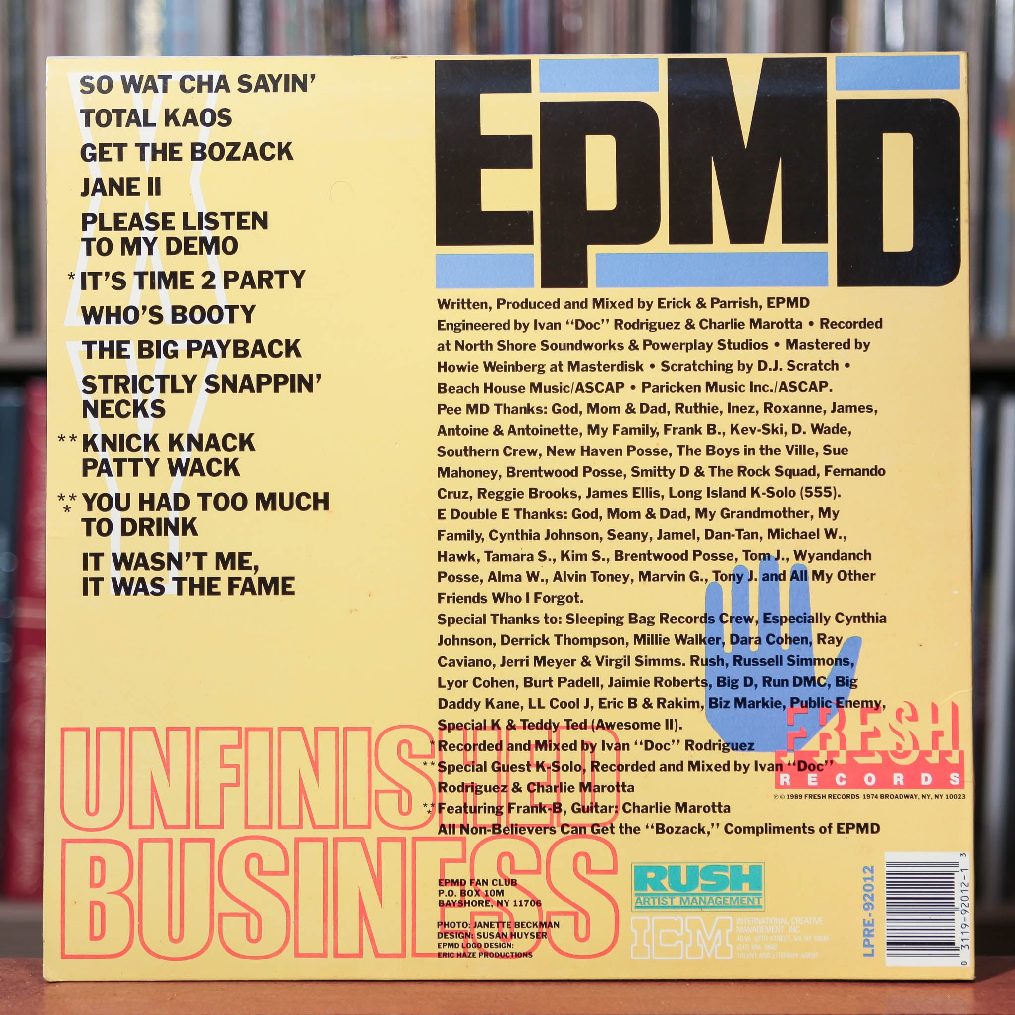 EPMD - Unfinished Business - 1989 Fresh Records, EX/VG