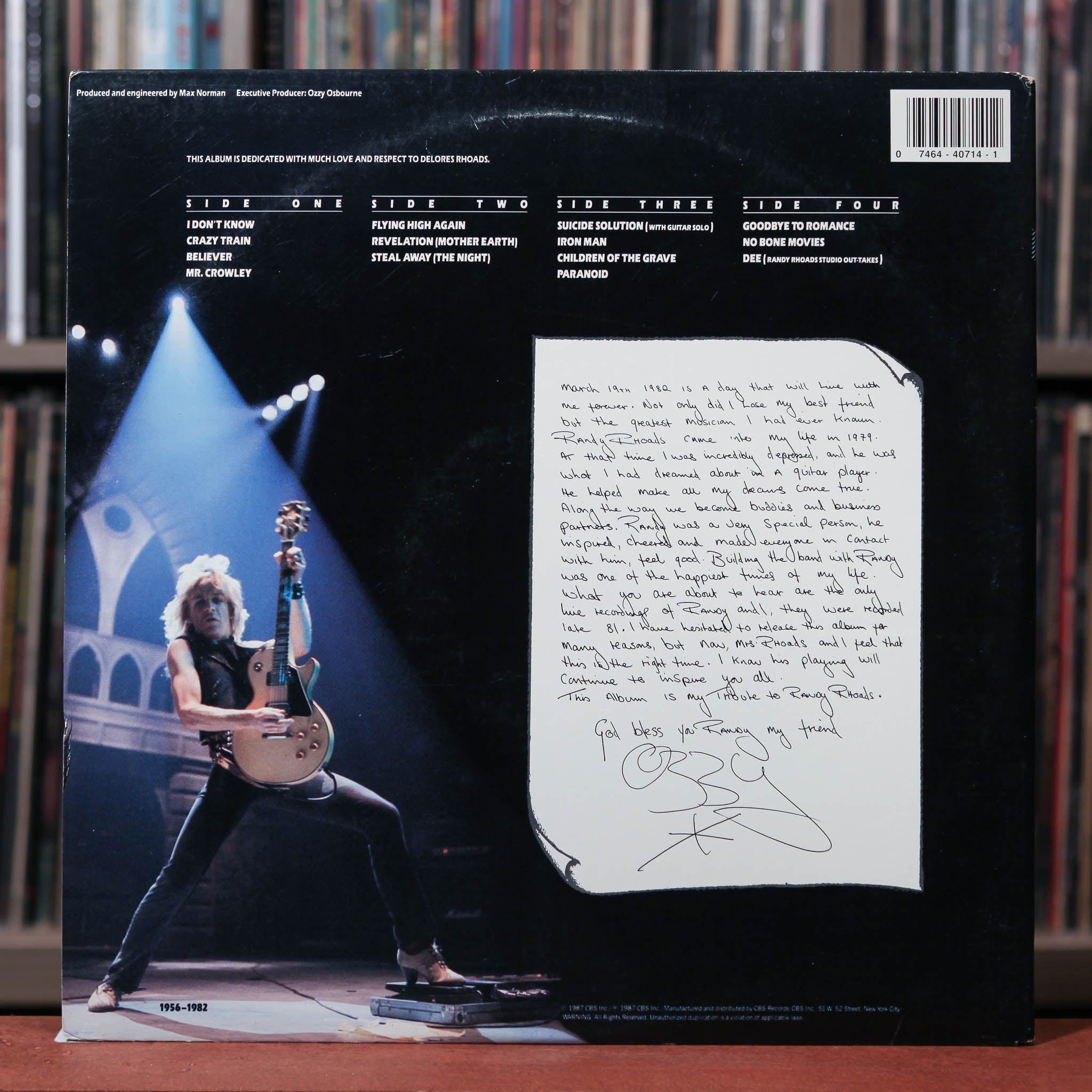 Ozzy Osborne - Randy Rhoads Tribute - 2LP - 1987 CBS, VG+/VG+