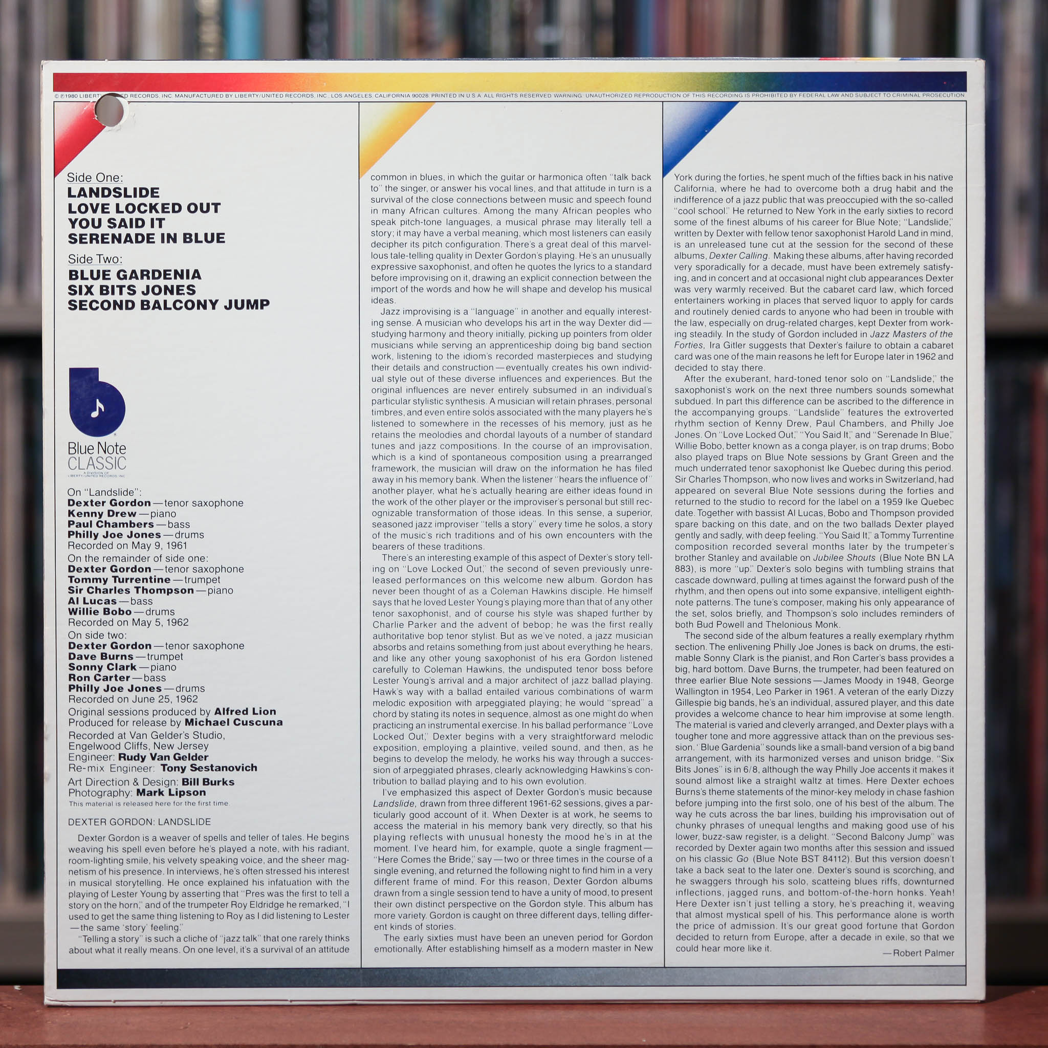 Dexter Gordon - Landslide - 1980 Blue Note, VG+/EX
