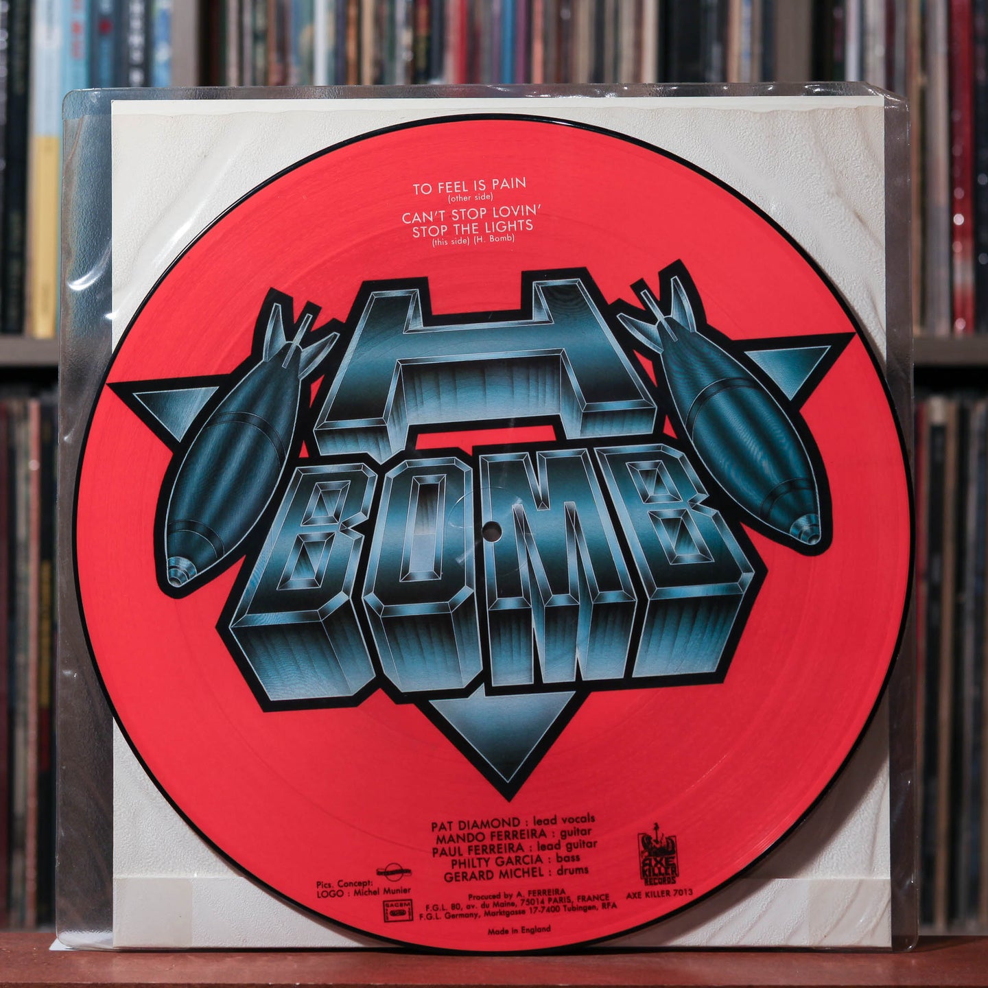 H-Bomb - To Feel Is Pain - FRANCE PICTURE DISC 1985 Axe Killer, VG+/VG+