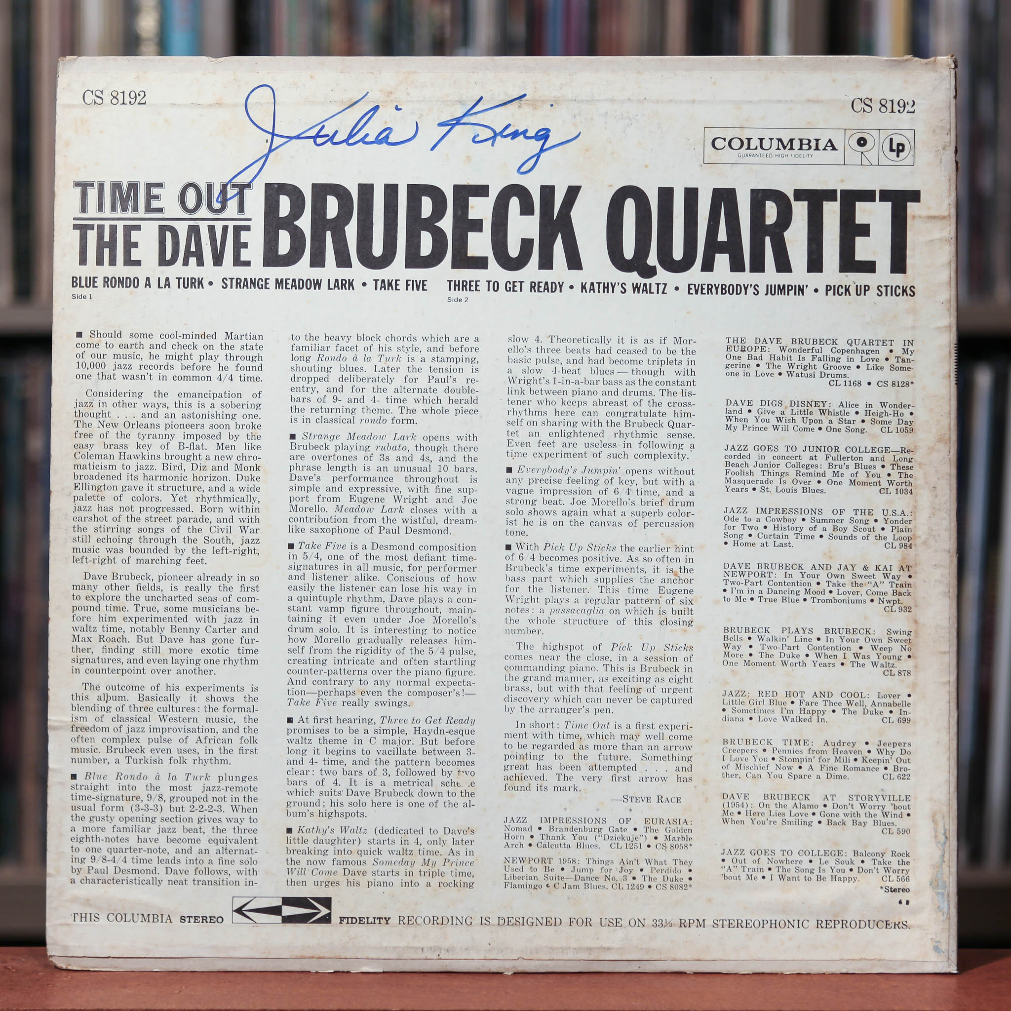The Dave Brubeck Quartet - Time Out - 1965 Columbia, VG/VG