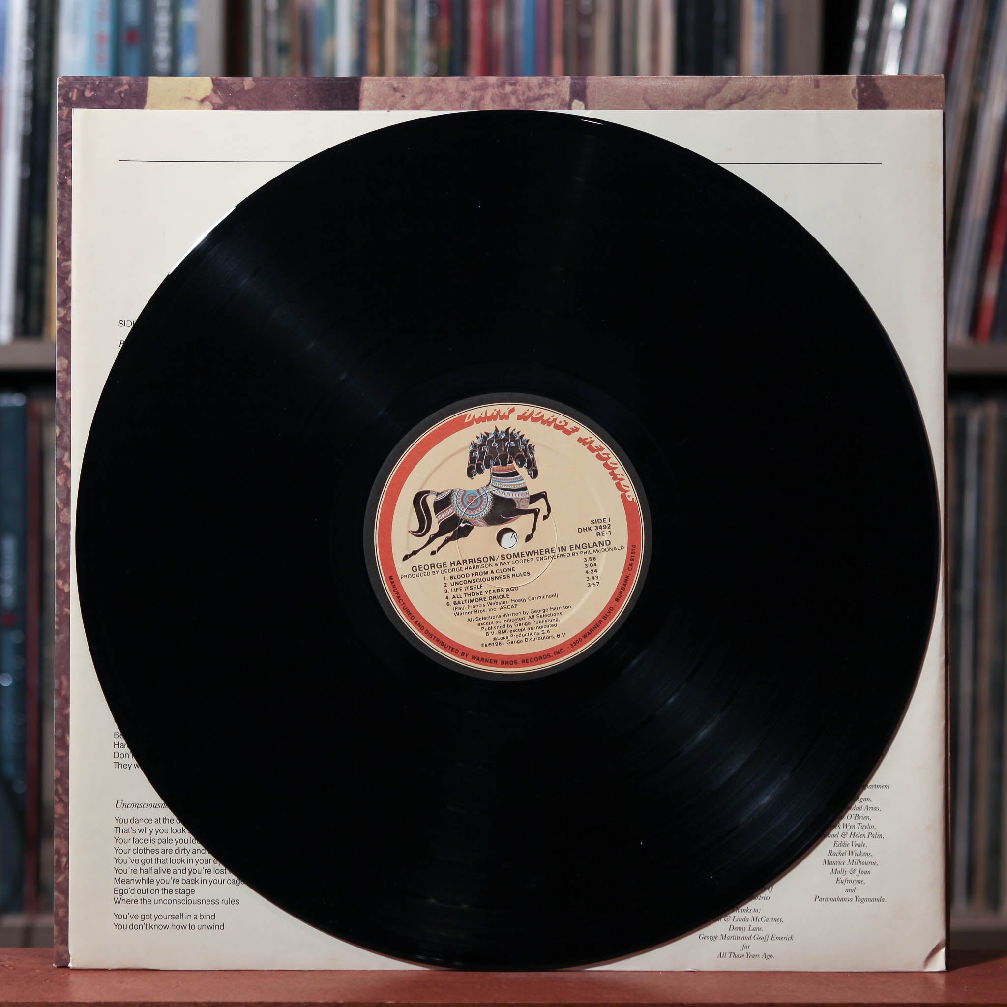 George Harrison - Somewhere In England - 1981 Dark Horse Records, EX/E