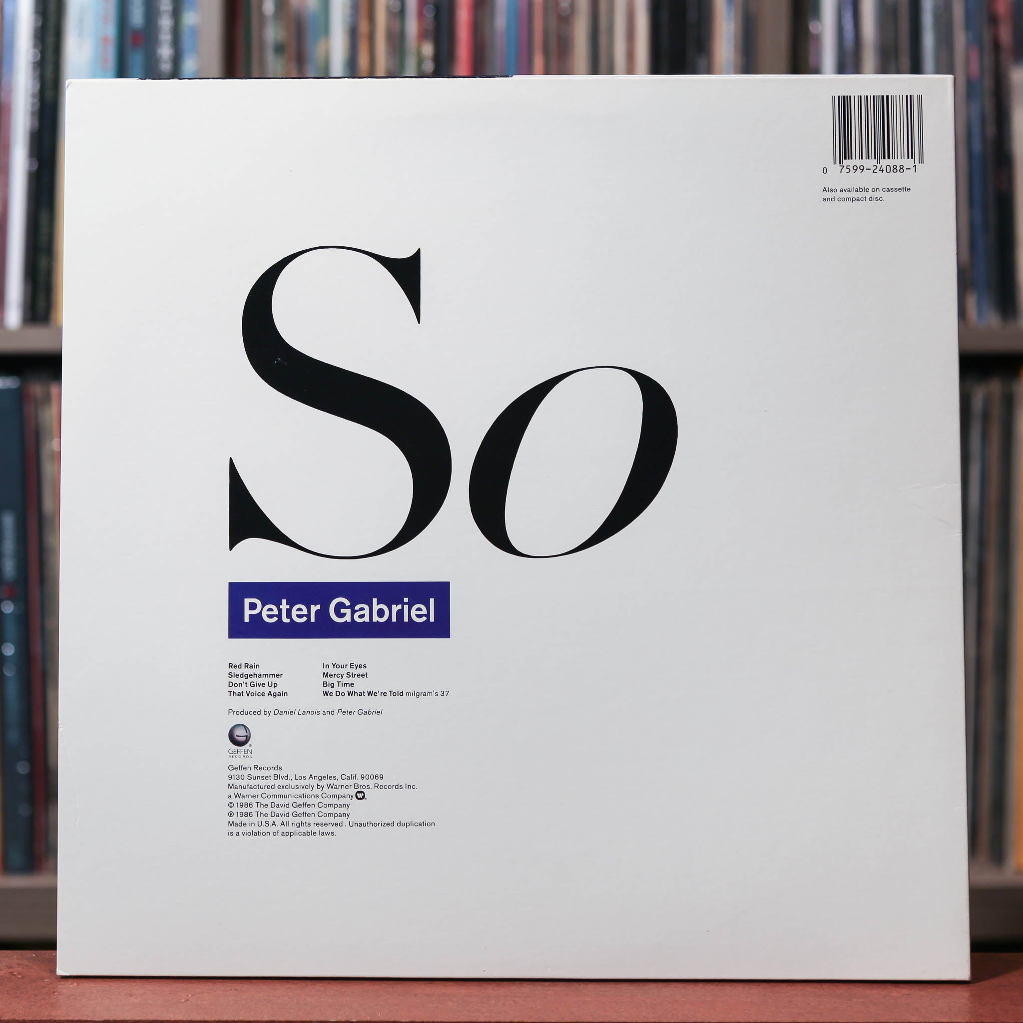 Peter Gabriel - So - PROMO - 1986 Geffen Records, EX/EX w/Hype