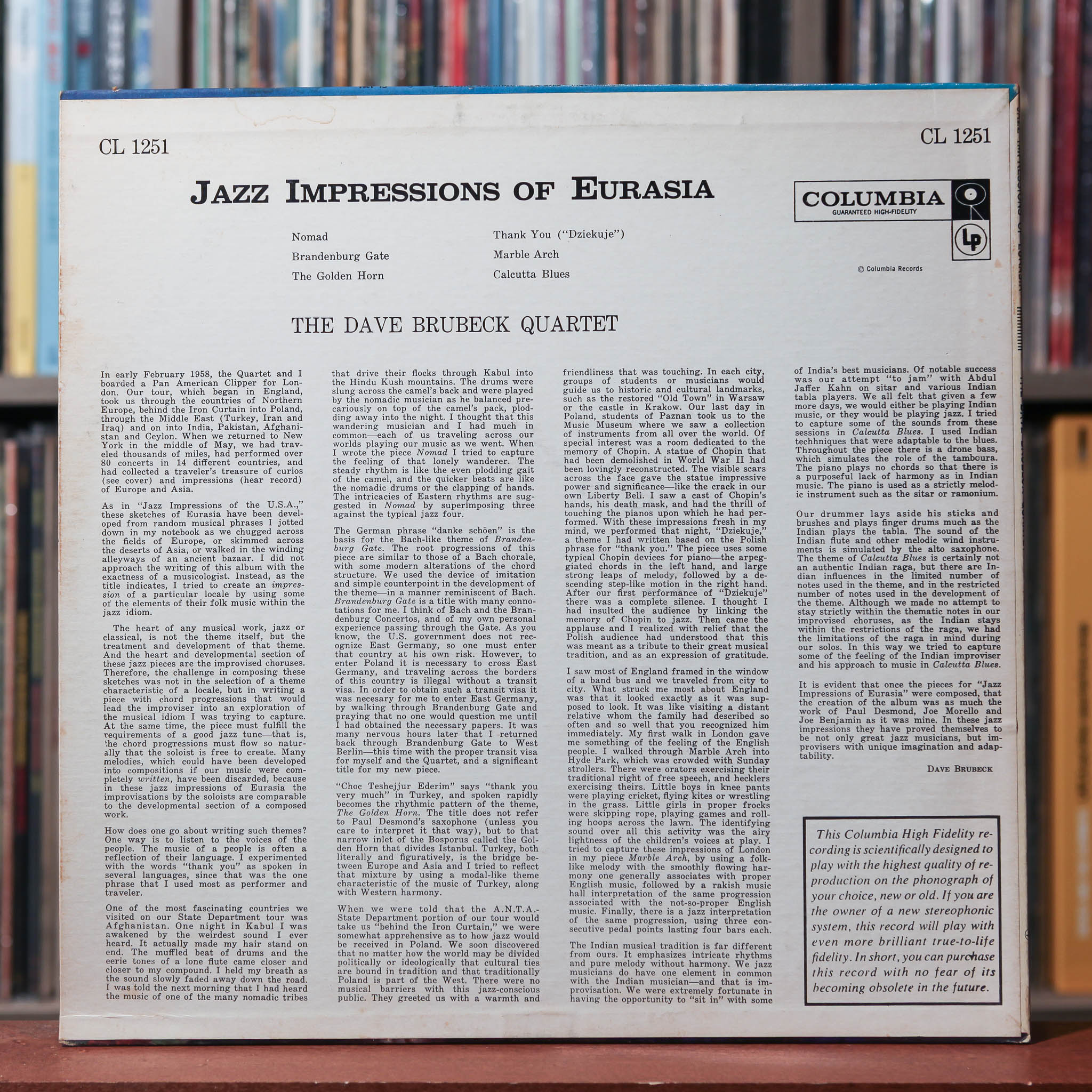 The Dave Brubeck Quartet - Jazz Impressions Of Eurasia - 1958 Columbia
