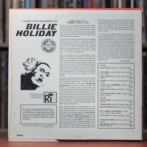 Billie Holiday - A Rare Live Recording Of Billie Holiday - 1964 Recording Industries Corp, EX/VG+ w/Shrink