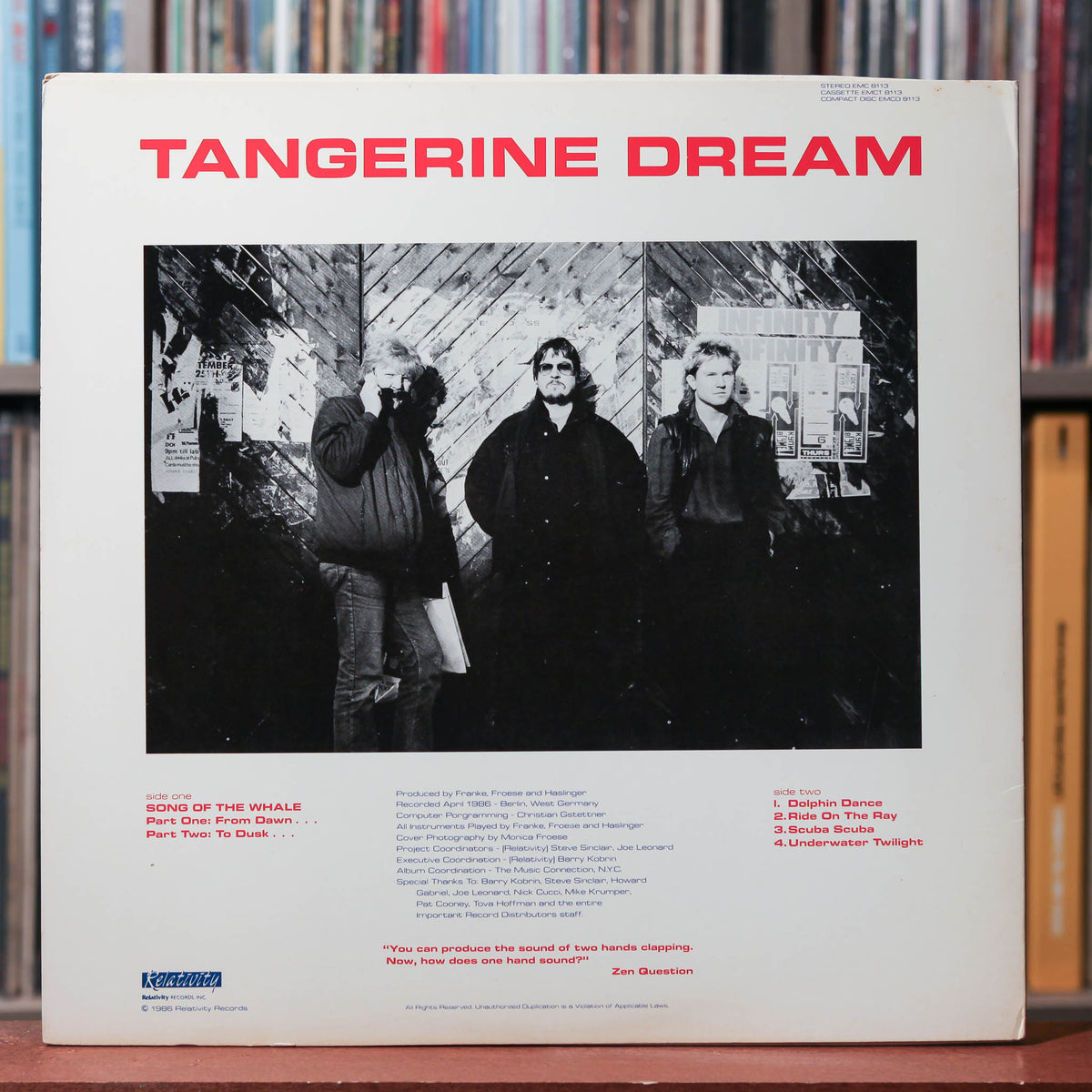 Tangerine Dream - Underwater Sunlight - 1986 Relativity, VG/VG