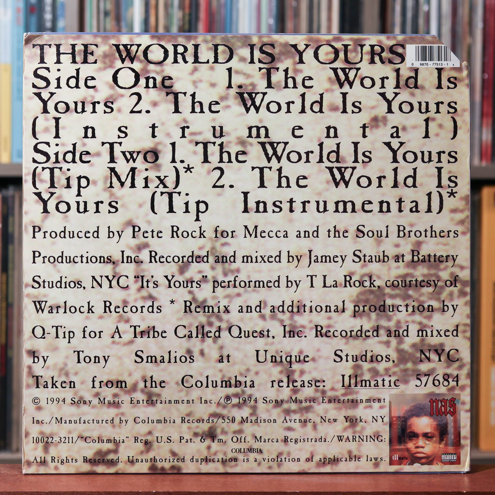 Nas - The World Is Yours - 1994 Columbia, VG/VG