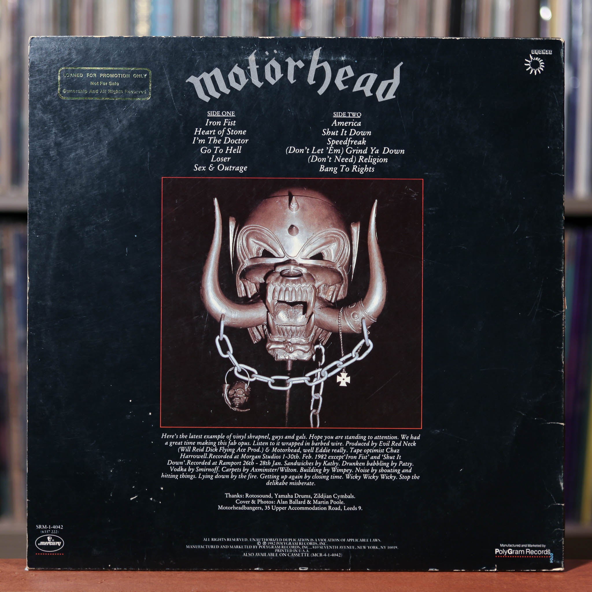Motorhead - Iron Fist - Rare PROMO - 1982 Mercury, VG/VG
